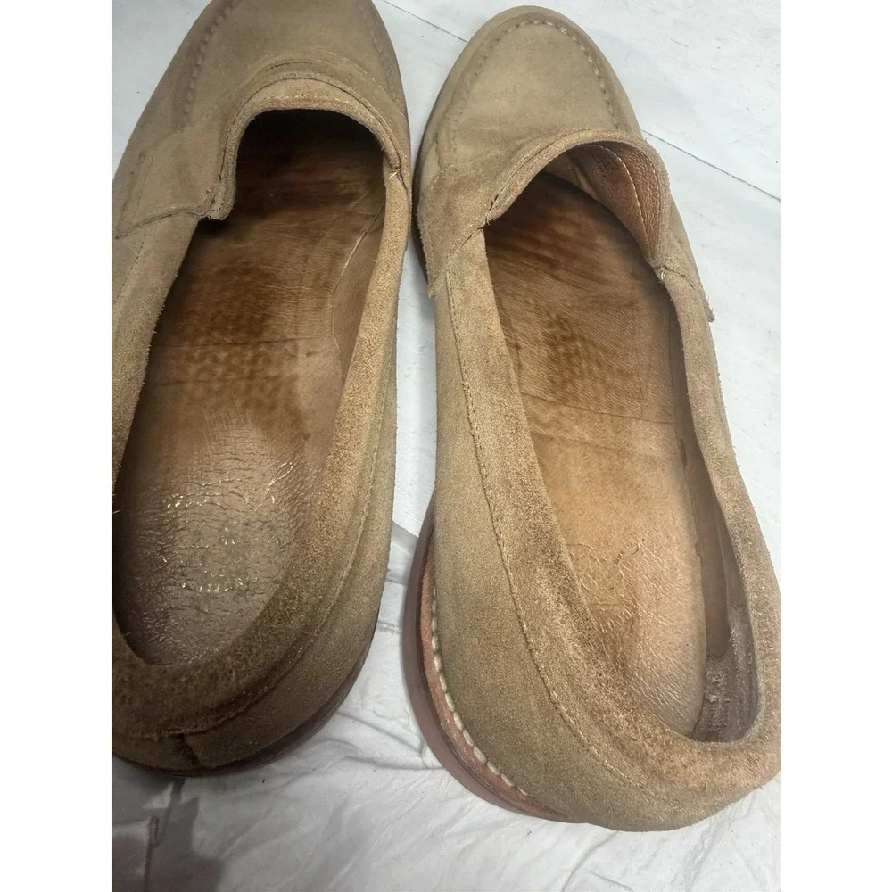 J Crew Kenton Penny Loafers Mens Sz 11 Tan Suede Leather Slip On Shoes A6312 EUC